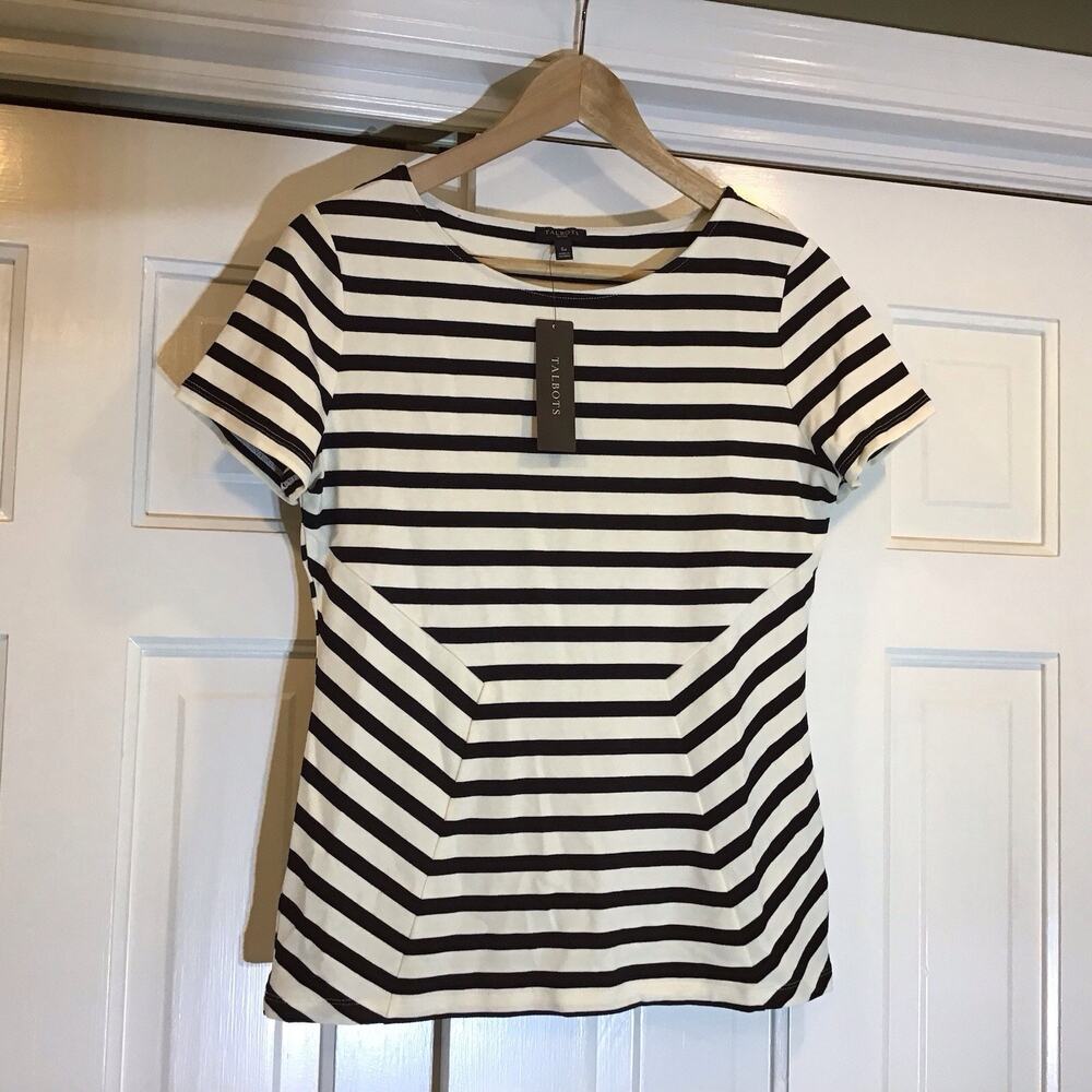 NWT Talbots 2004 VTG Striped SS Women’s Top Sz Petite S Classic Y2K Retro Office